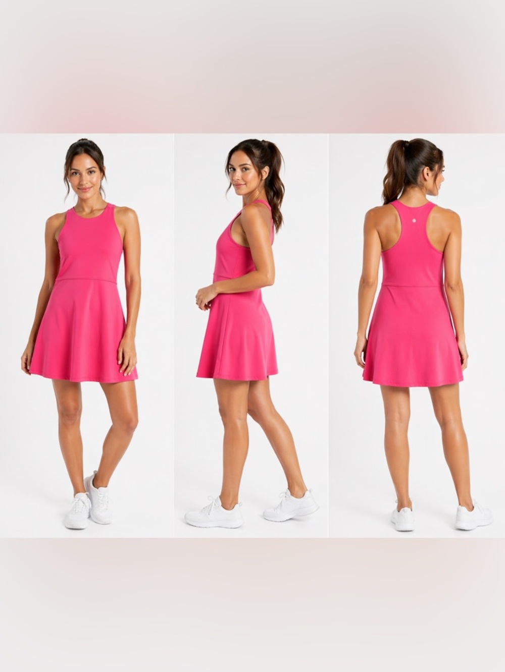 Athleta Conscious Dress Size Large Pink Athletic Sleeveless Fit Flare